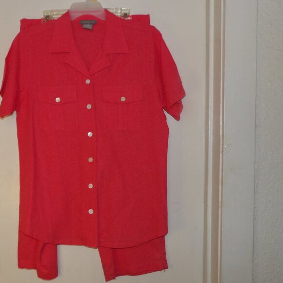 Vintage Capacity 2 Piece Linen Blend Pants & Top Set Sz L - Picture 1 of 10